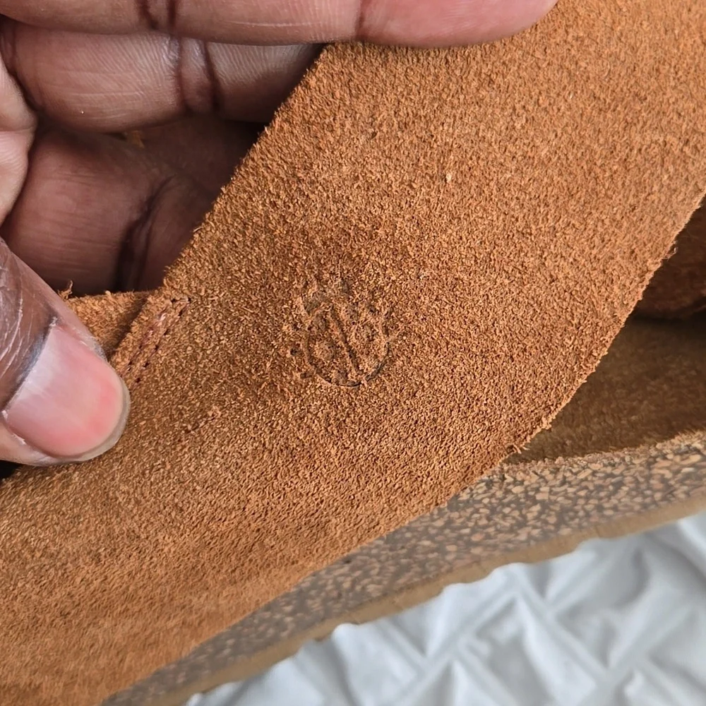 Yokono Women's Tan Suede Leather Wedge Slingback Sandals Summer Shoes Size 9